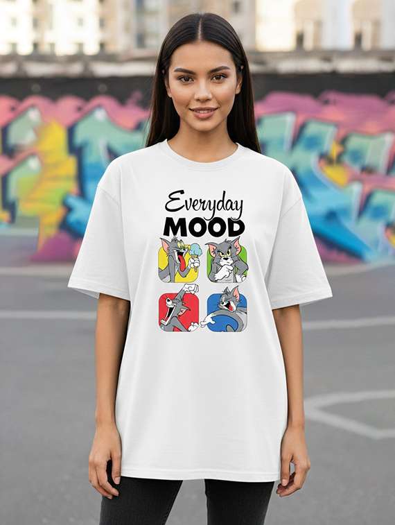 women printed short sleeve oversized t-shirt