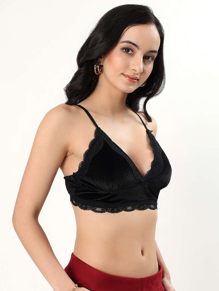 women solid lightly padded lace bralette  - 22338086 -  Standard Image - 2