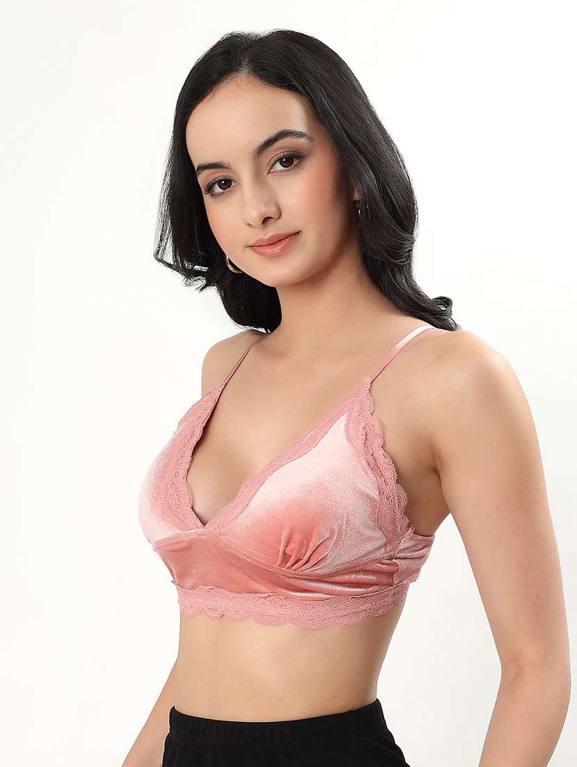 women solid lightly padded lace bralette  - 22338087 -  Standard Image - 2