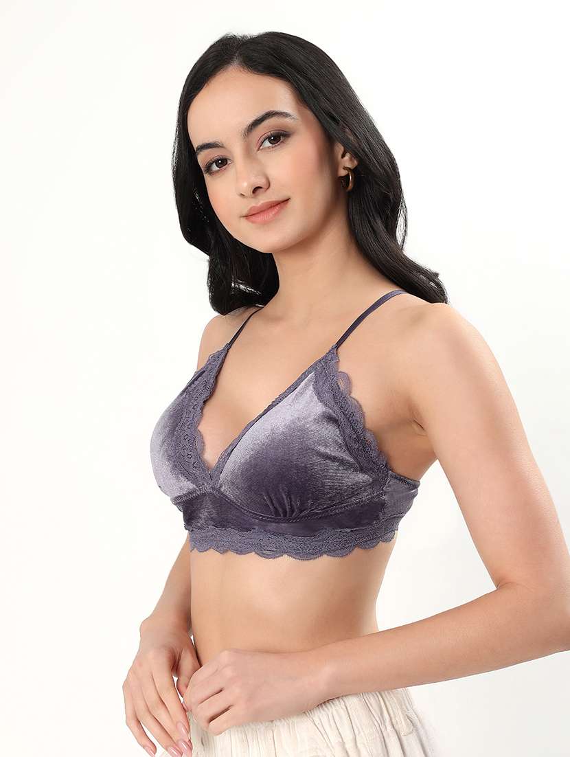 women solid lightly padded lace bralette  - 22338088 -  Standard Image - 2