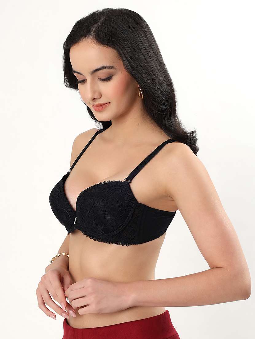 women solid underwired lace push up bra - 22338089 -  Standard Image - 2