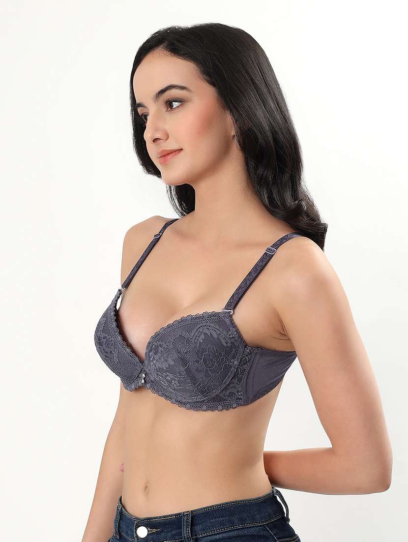 women solid underwired lace push up bra - 22338090 -  Standard Image - 2