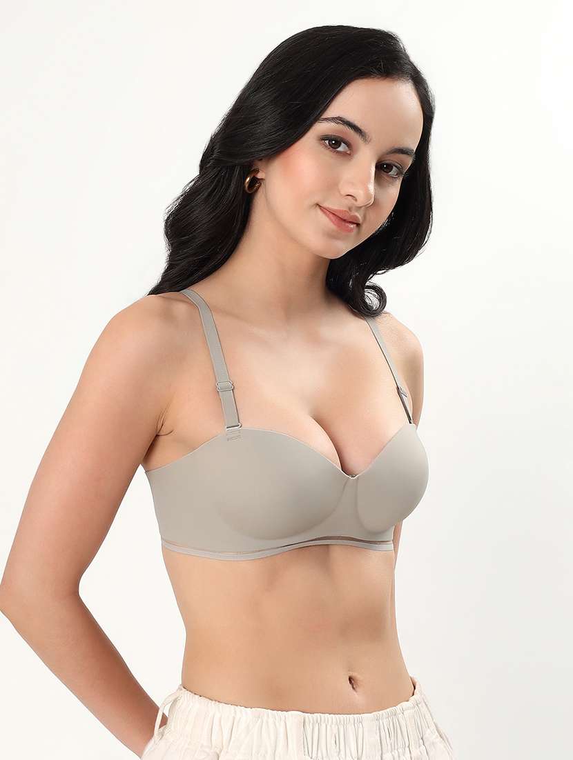women solid padded balconette bra - 22338095 -  Standard Image - 2