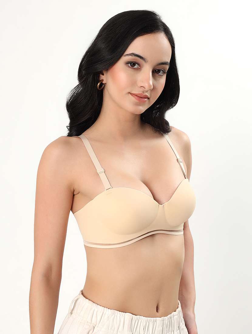 women solid padded balconette bra - 22338098 -  Standard Image - 2