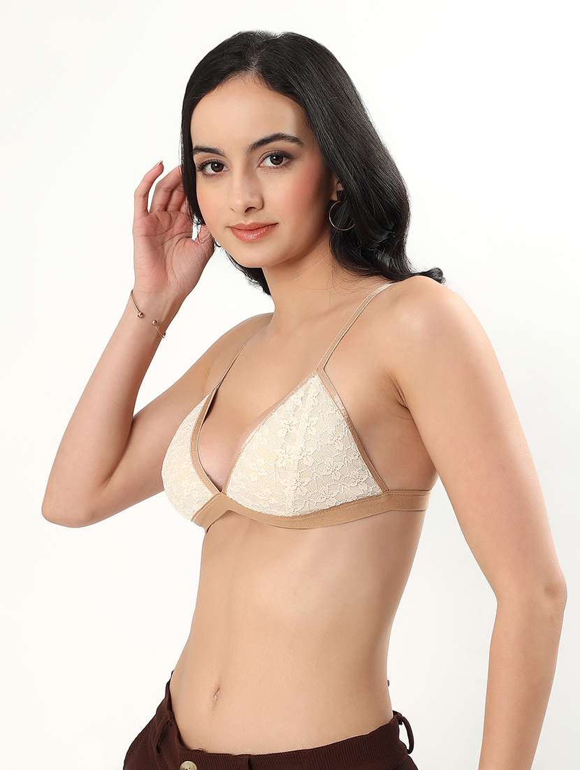 women solid lightly padded plunge bra - 22338107 -  Standard Image - 2
