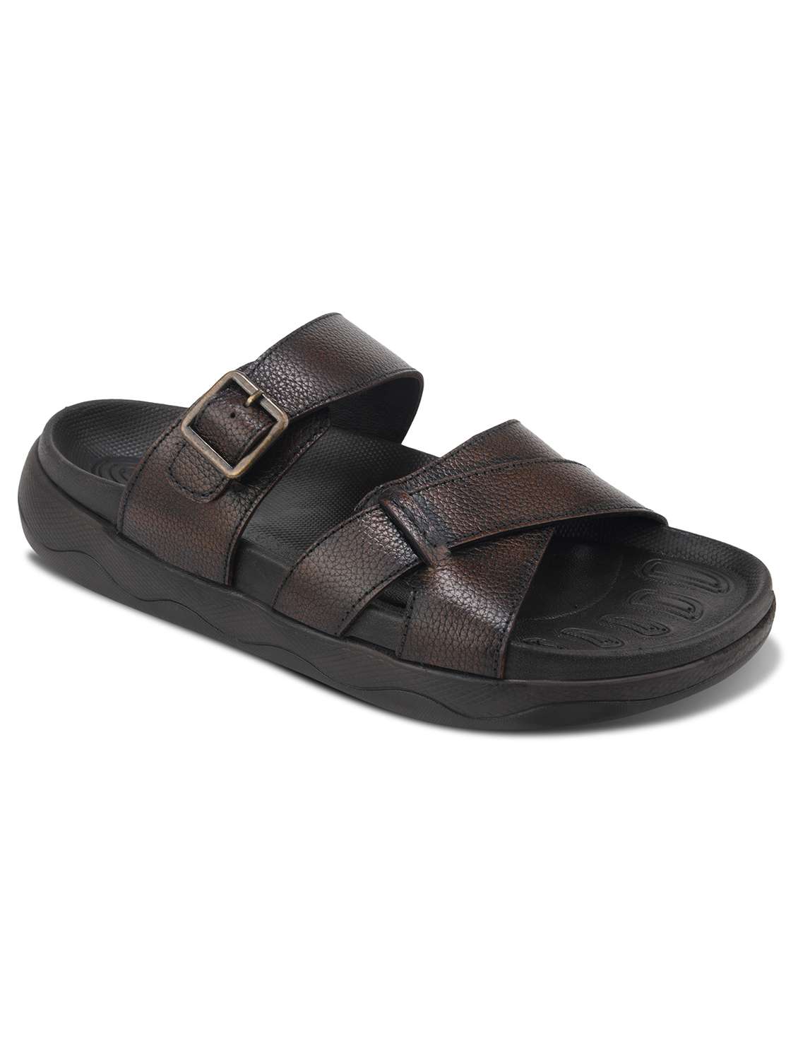 men brown slip on sandal - 22338124 -  Standard Image - 2