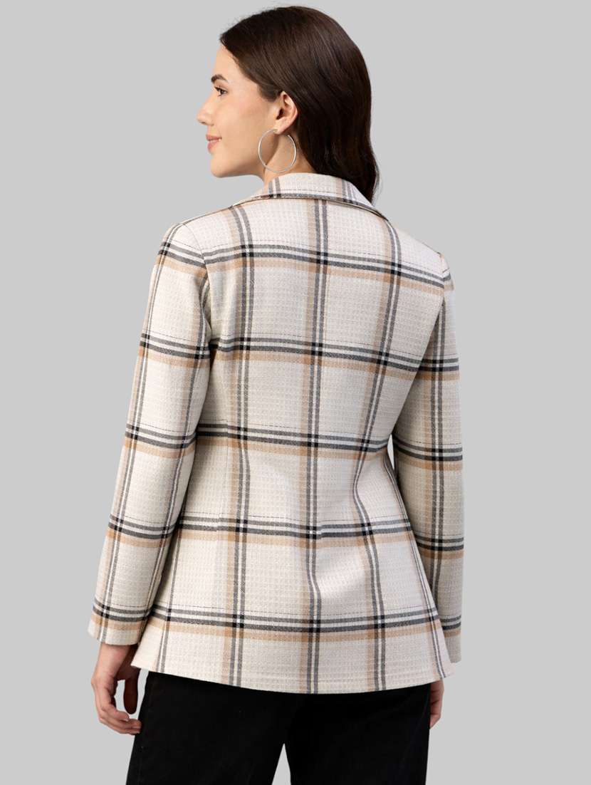 women checkered long sleeve double breasted blazer - 22338193 -  Standard Image - 2