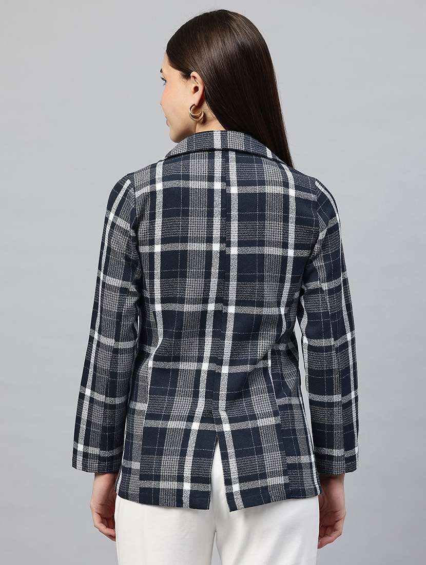 women checkered long sleeve double breasted blazer - 22338194 -  Standard Image - 2
