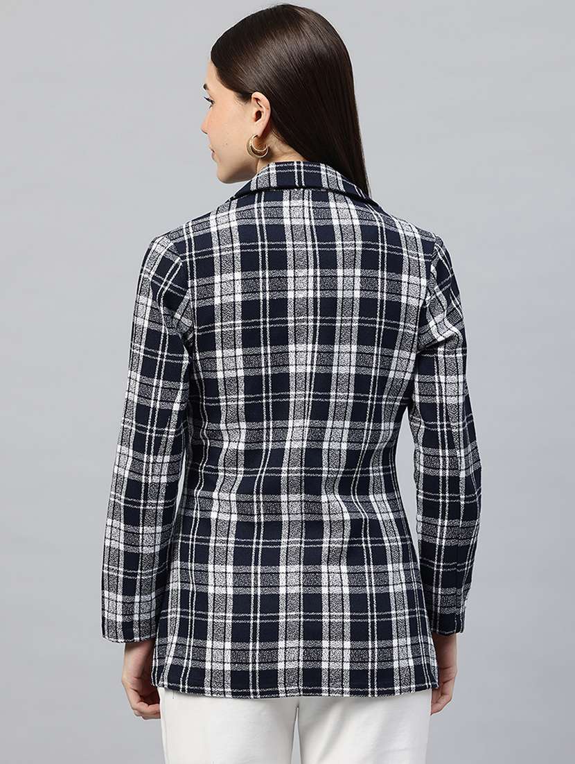 women checkered long sleeve double breasted blazer - 22338195 -  Standard Image - 2
