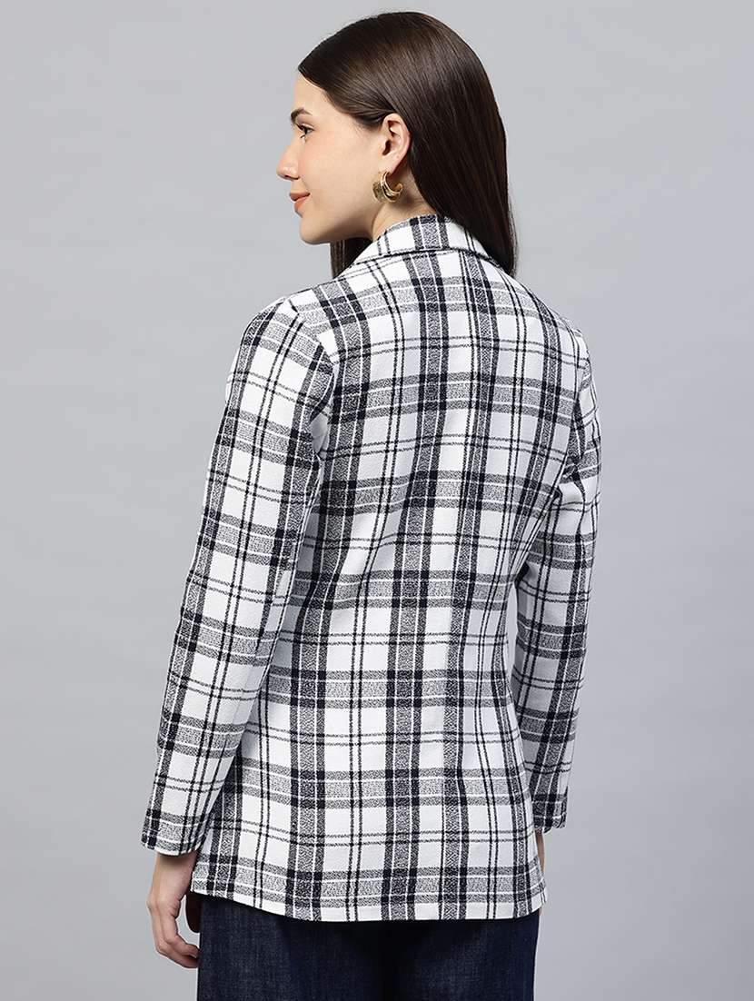 women checkered long sleeve single breasted blazer - 22338196 -  Standard Image - 2