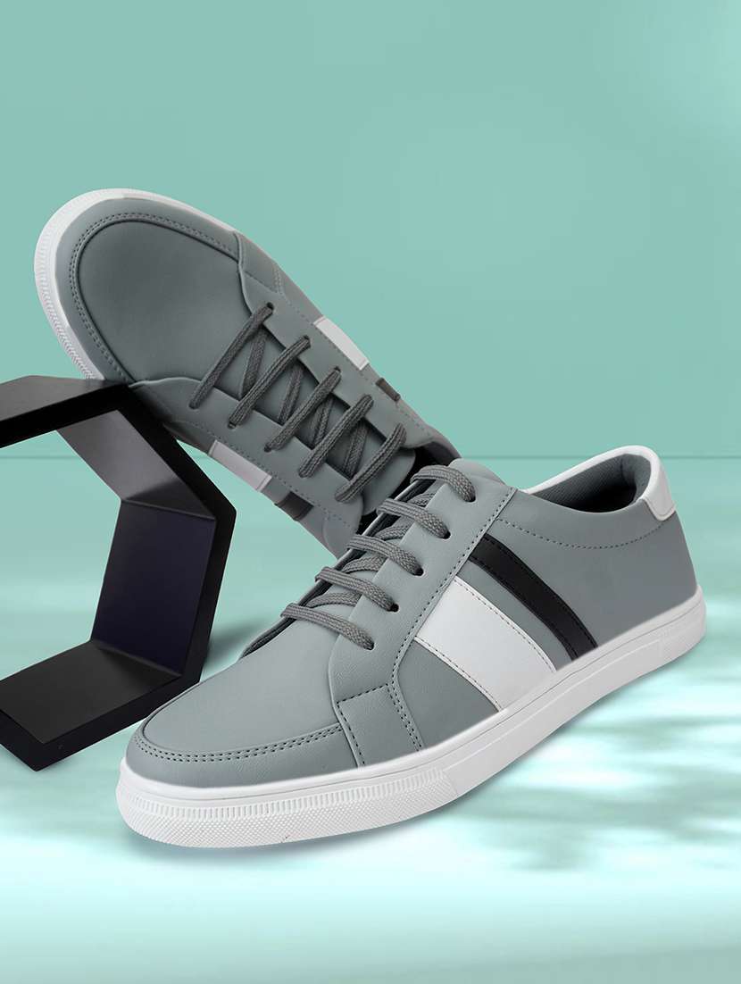 men grey lace-up sneaker
