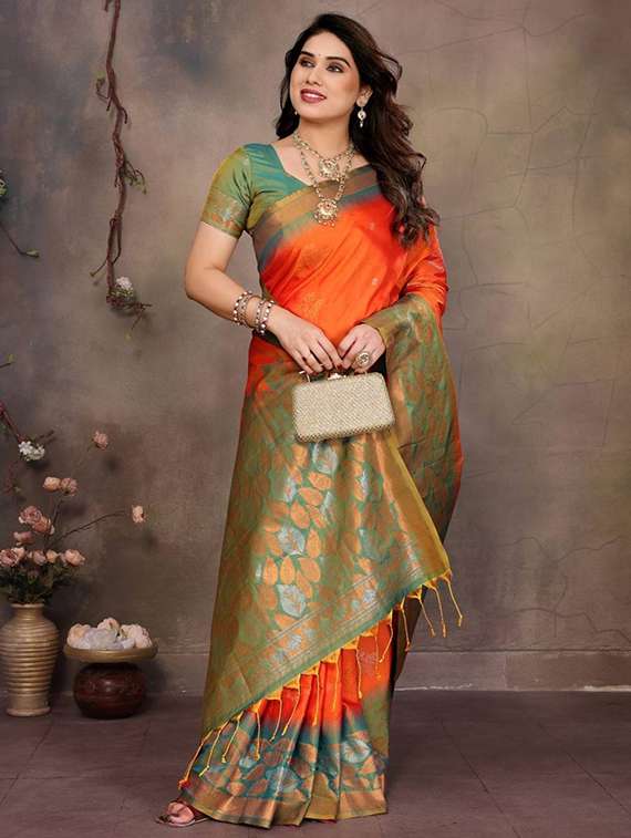 women self design banarasi saree with blouse