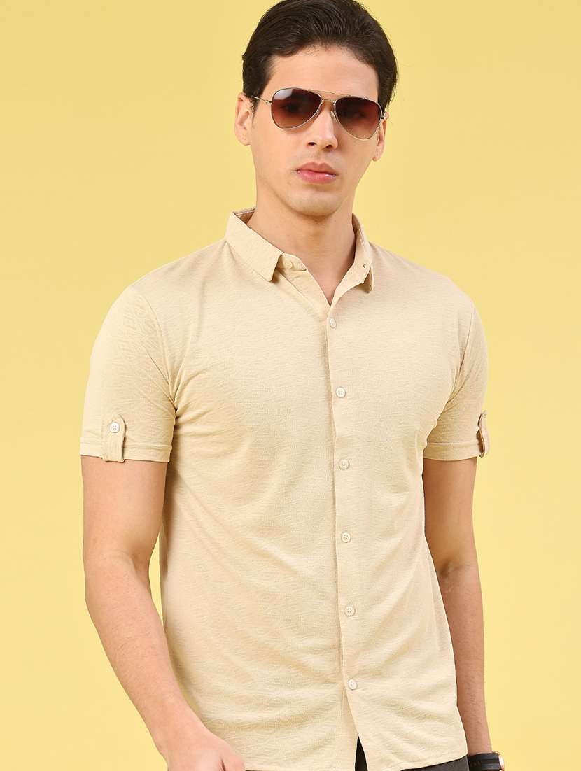 men self design short sleeve slim fit casual shirt - 22338794 -  Standard Image - 2
