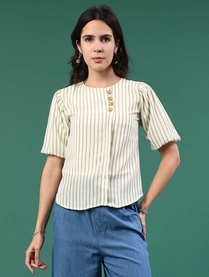women striped round neck top - 22338855 -  Standard Image - 2