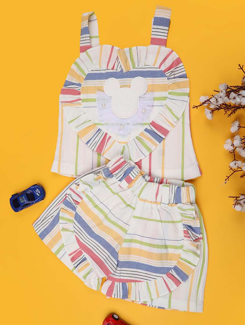 white cotton combo infant twin set - 22338915 -  Standard Image - 2