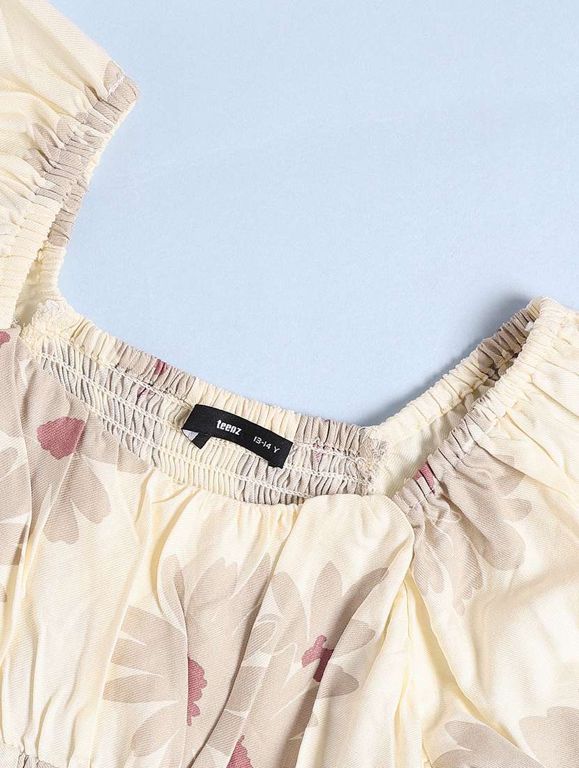 beige rayon fit & flare dress - 22338990 -  Standard Image - 2