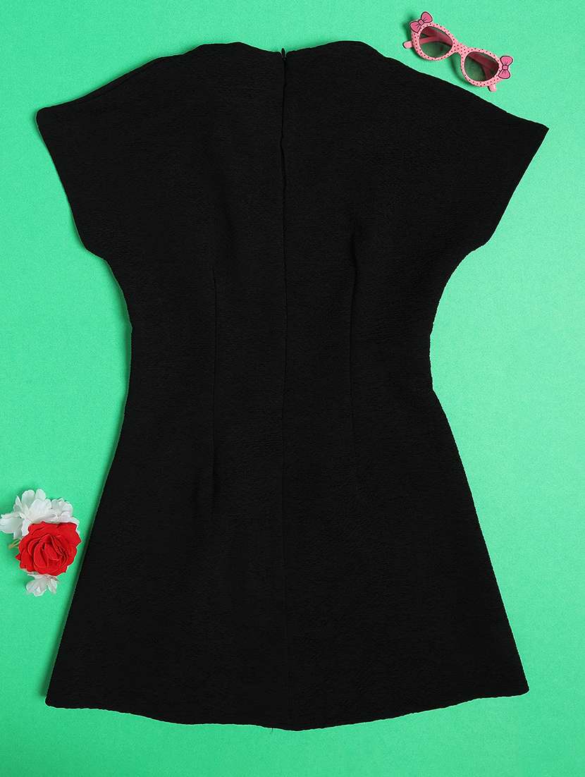 Girls Solid Round Neck A-line Dress - 22338992 -  Standard Image - 2