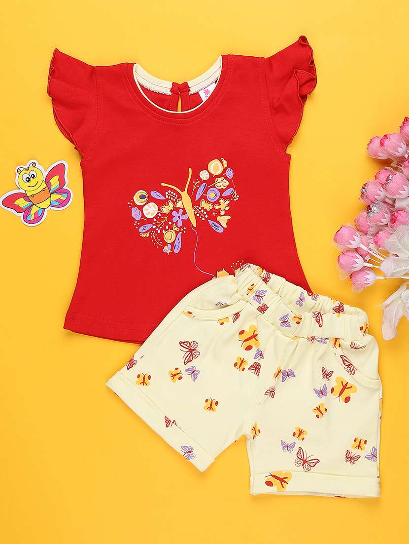 red cotton combo infant twin set - 22339140 -  Standard Image - 2