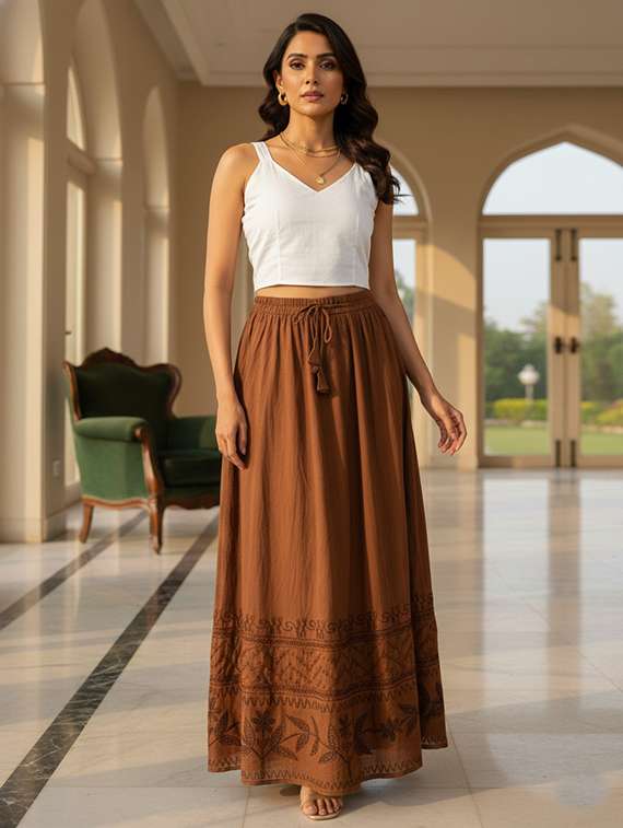 women solid with work high rise maxi skirt