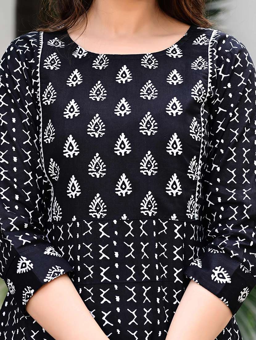 women printed three quarter sleeve straight kurti - 22339279 -  Standard Image - 2