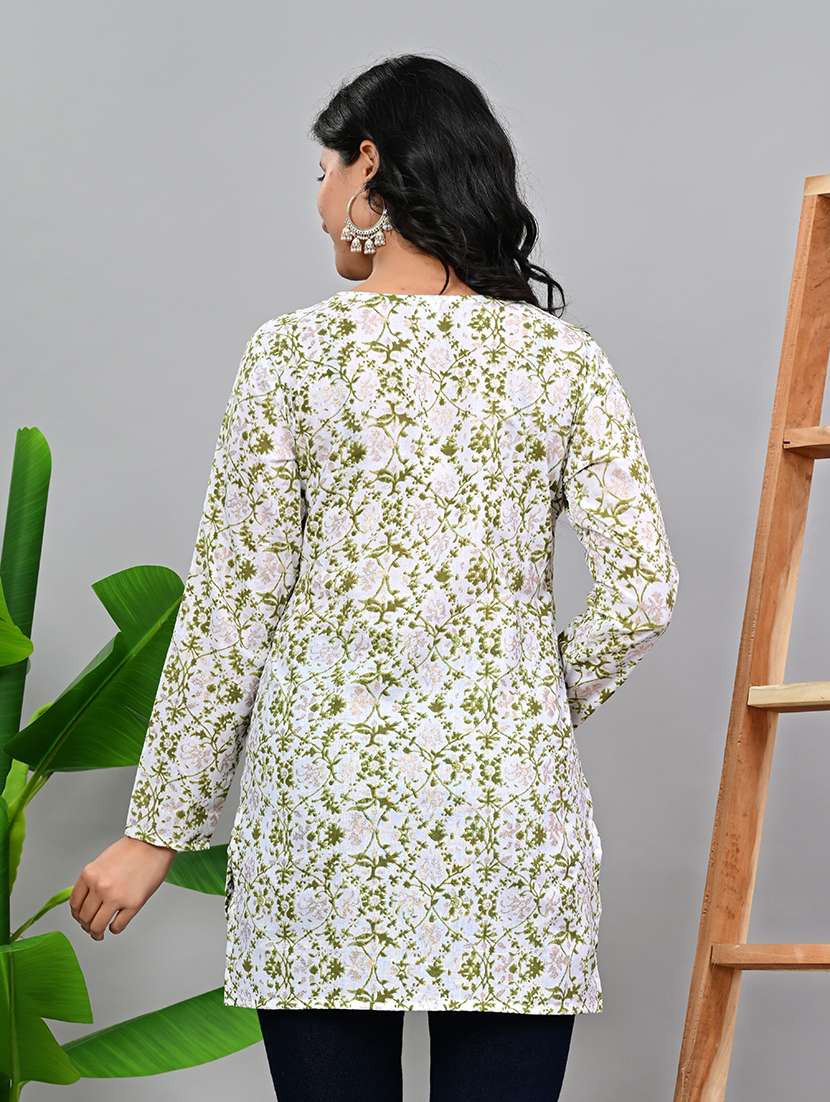 women printed long sleeve straight kurti - 22339306 -  Standard Image - 2