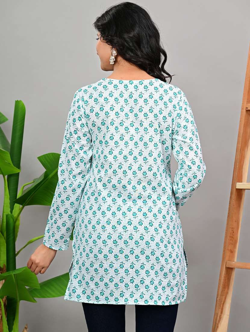 women floral printed long sleeve straight kurti - 22339307 -  Standard Image - 2