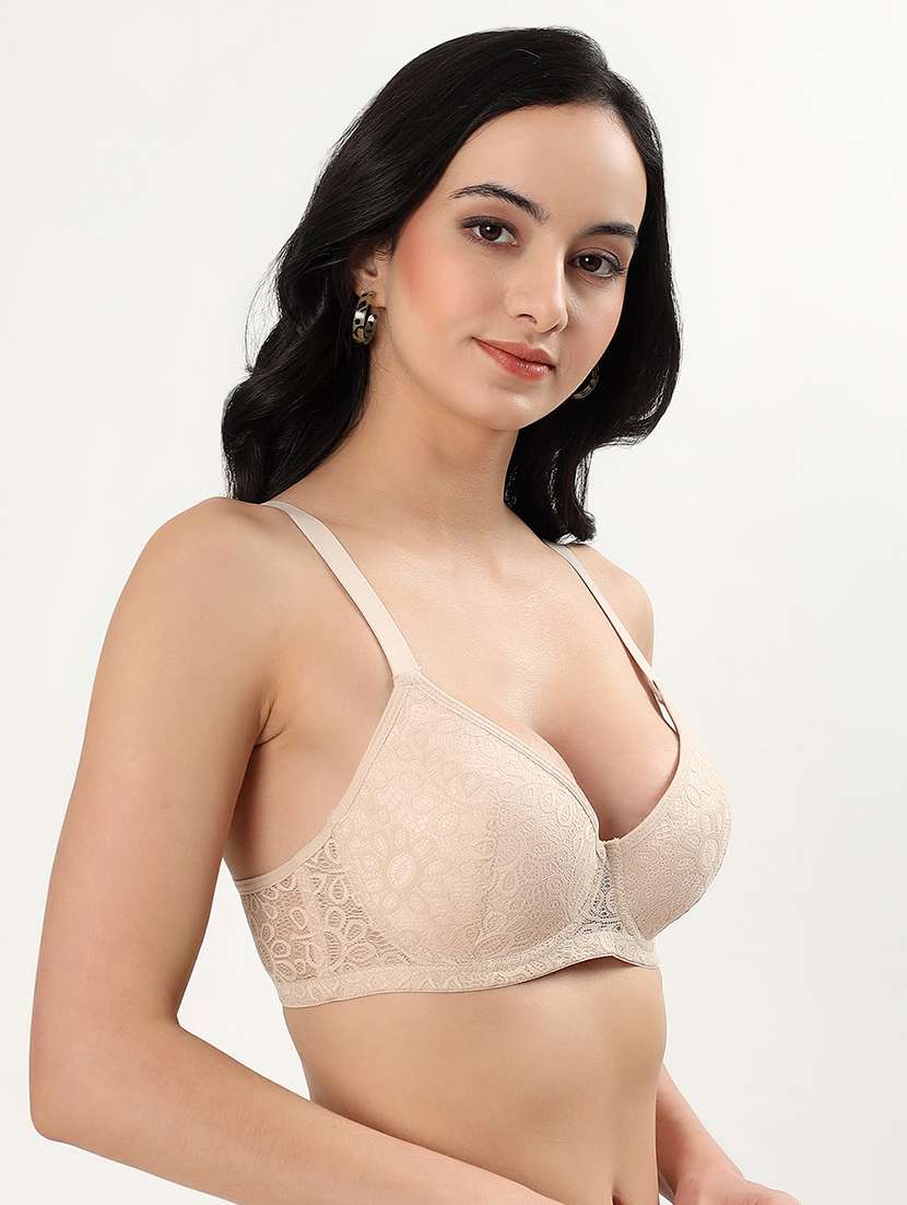 women self designed padded laced bra - 22339384 -  Standard Image - 2