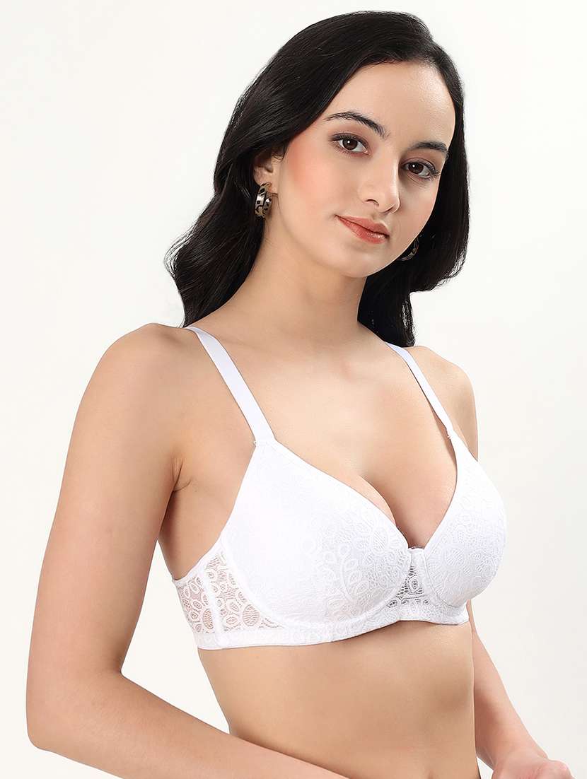 women self designed padded laced bra - 22339385 -  Standard Image - 2