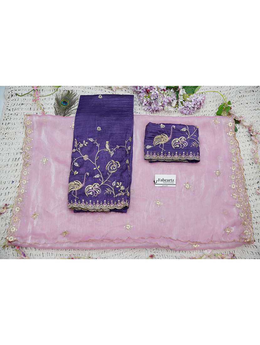 women solid with work unstitched lehenga choli set - 22339506 -  Standard Image - 2