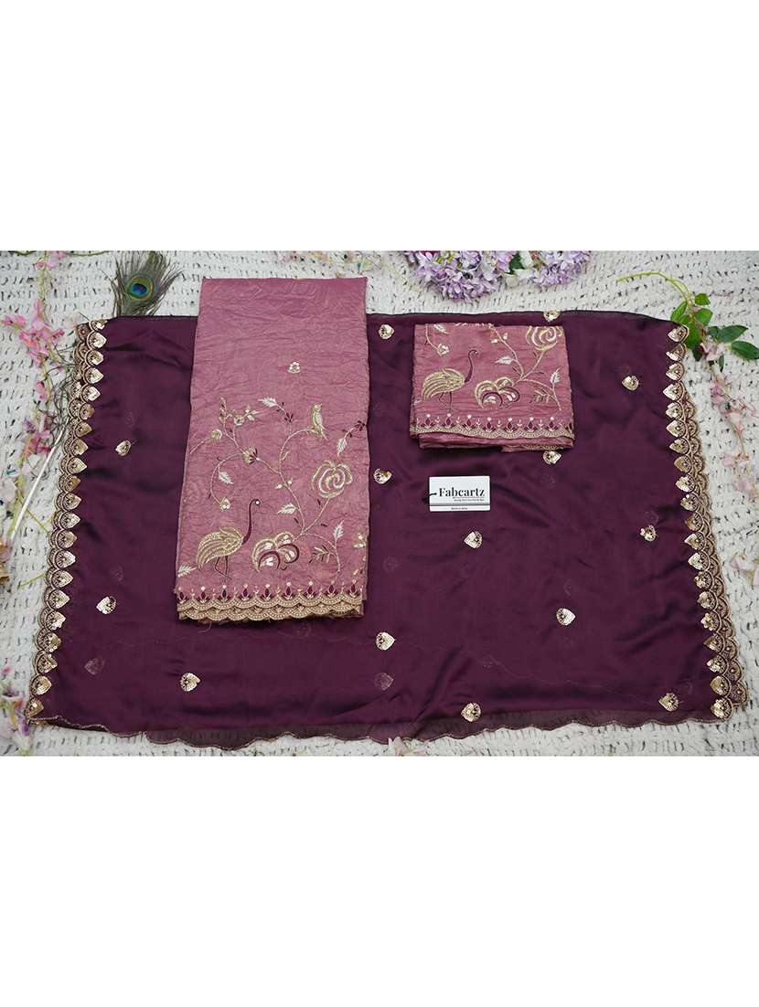 women solid with work unstitched lehenga choli set - 22339507 -  Standard Image - 2