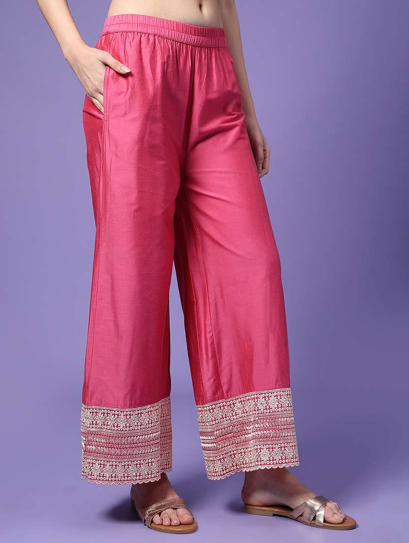 women solid with work mid rise flared palazzo - 22339577 -  Standard Image - 2