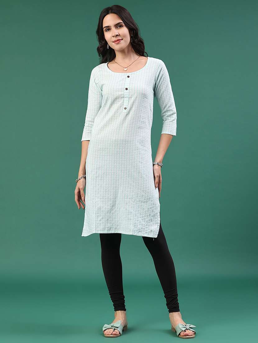 light blue cotton straight kurta
