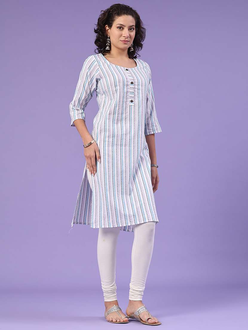off white cotton straight kurta - 22339589 -  Standard Image - 2