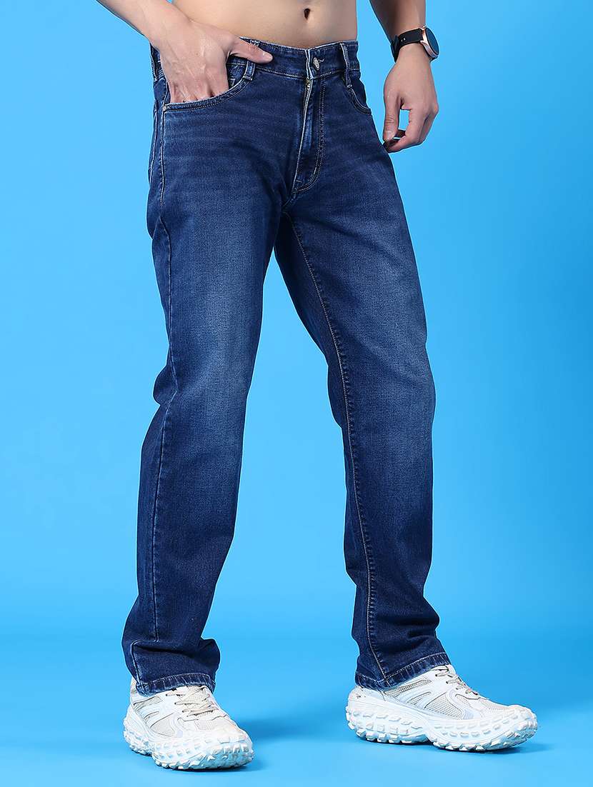 men washed mid rise full length straight jeans - 22339847 -  Standard Image - 2