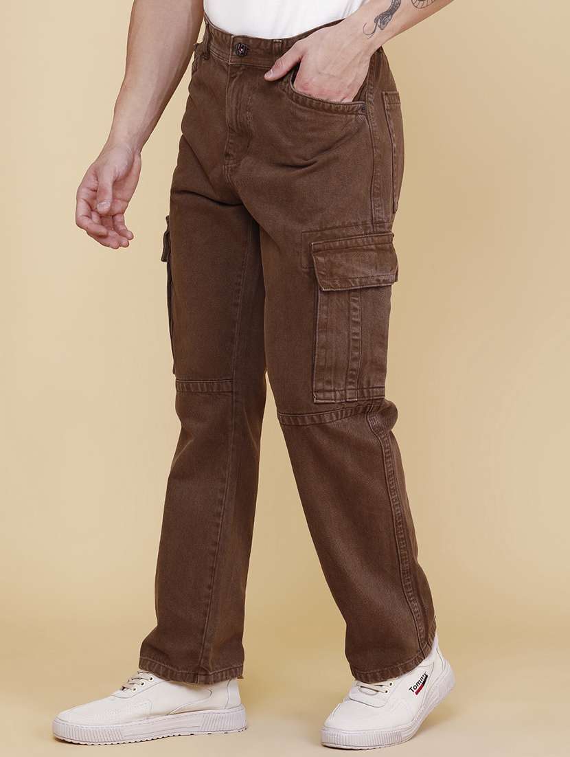 Men Solid Mid Rise Regular Fit Cargo - 22339869 -  Standard Image - 2