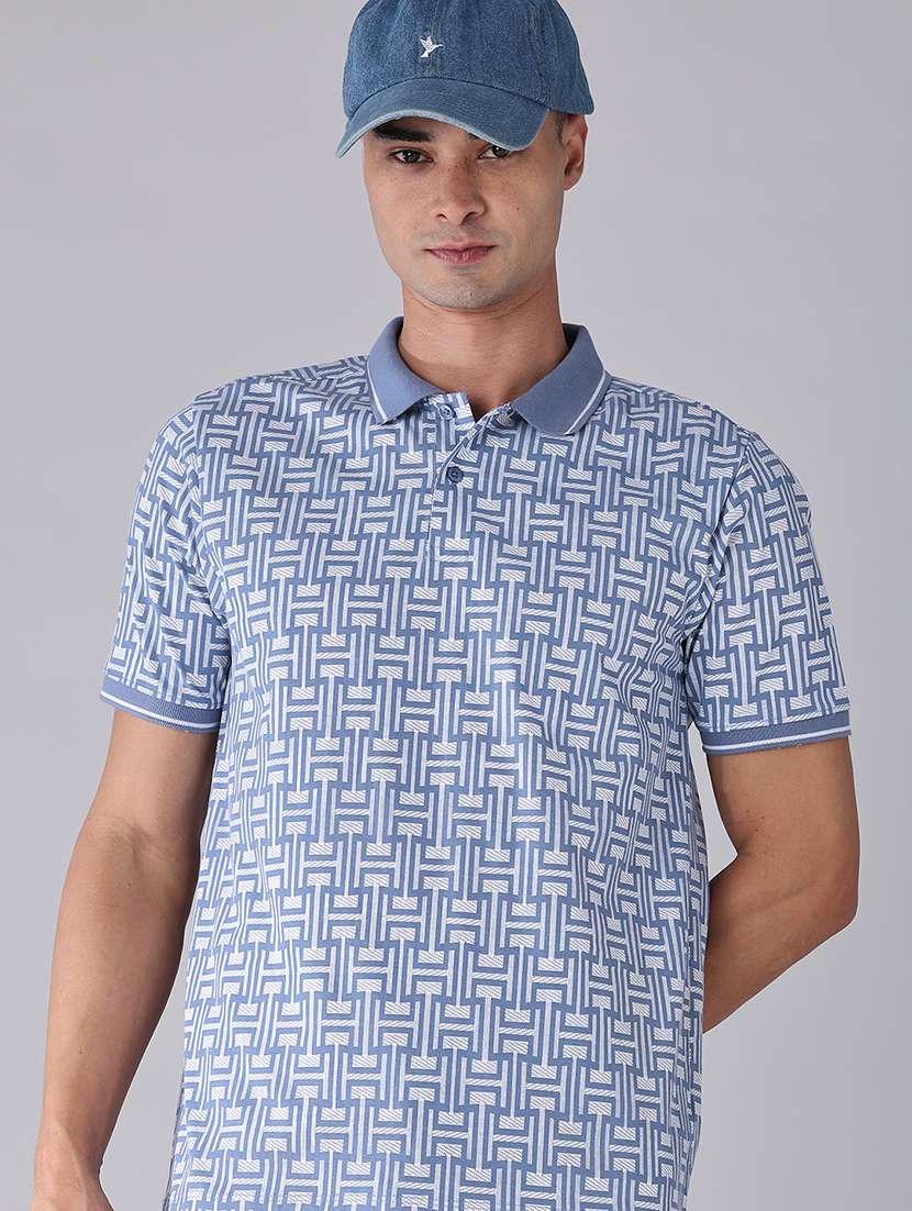 men printed short sleeve regular fit polo t-shirt