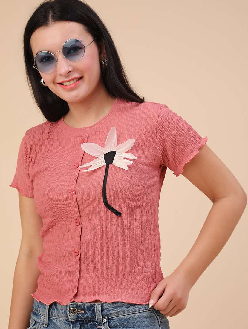 pink cotton regular top