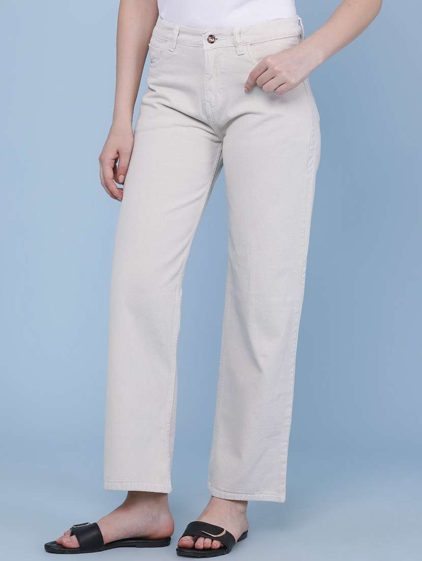 women solid mid rise straight fit jeans - 22339915 -  Standard Image - 2