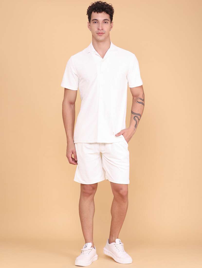 Men Self Design Short Sleeve Shorts & Shirt Co-ord Set - 22340106 -  Standard Image - 2