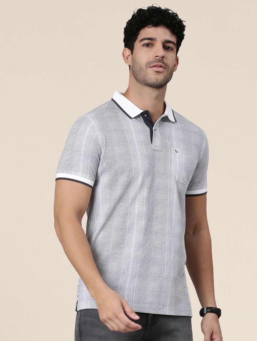 men printed short sleeve slim fit polo t-shirt