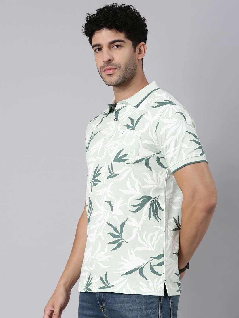 men printed short sleeve slim fit polo t-shirt - 22340177 -  Standard Image - 2