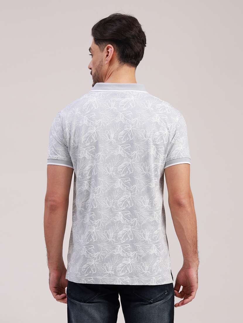 men printed short sleeve slim fit polo t-shirt - 22340183 -  Standard Image - 2