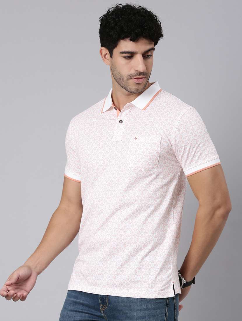 men printed short sleeve slim fit polo t-shirt - 22340187 -  Standard Image - 2