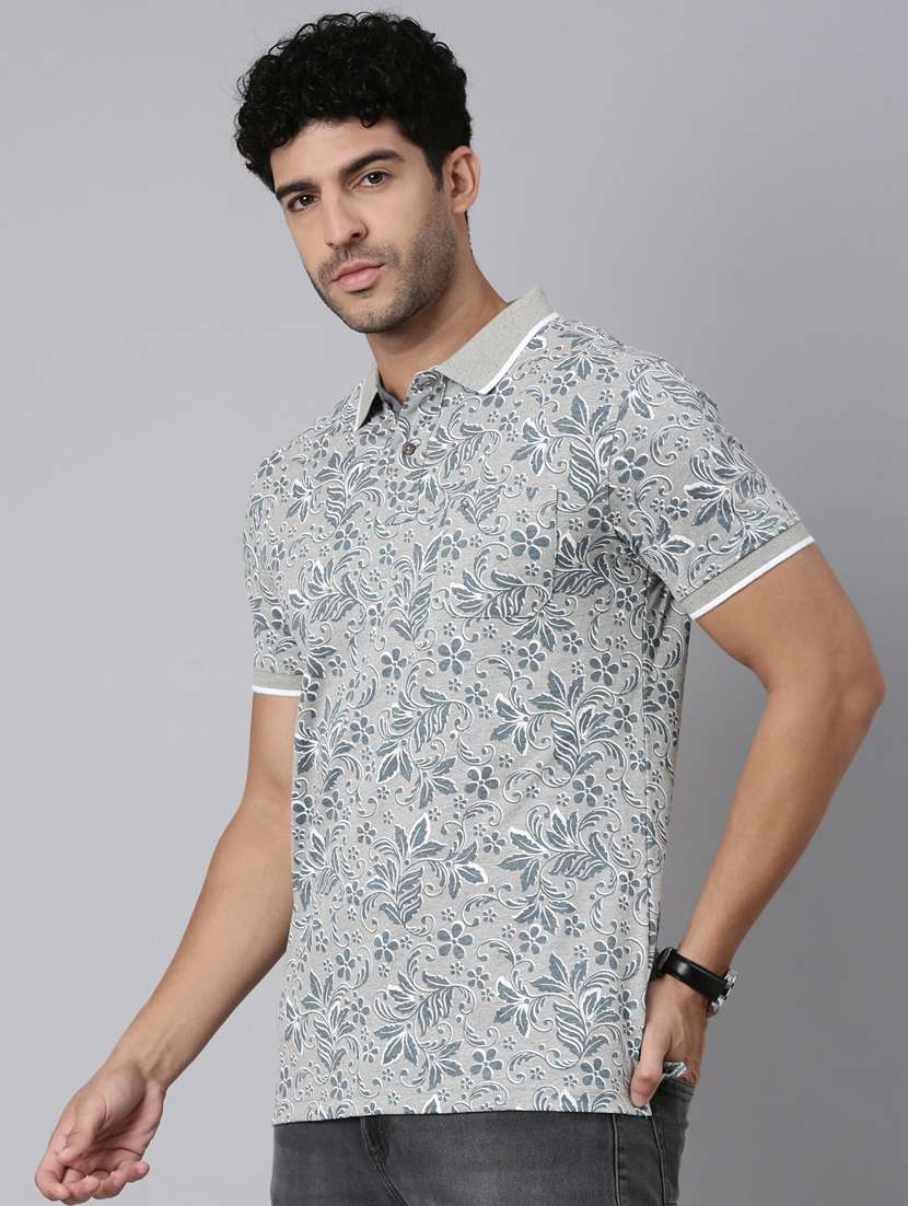 men printed short sleeve slim fit polo t-shirt - 22340188 -  Standard Image - 2