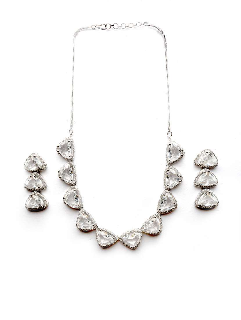 women cz stone ad necklace and earring set - 22340703 -  Standard Image - 2