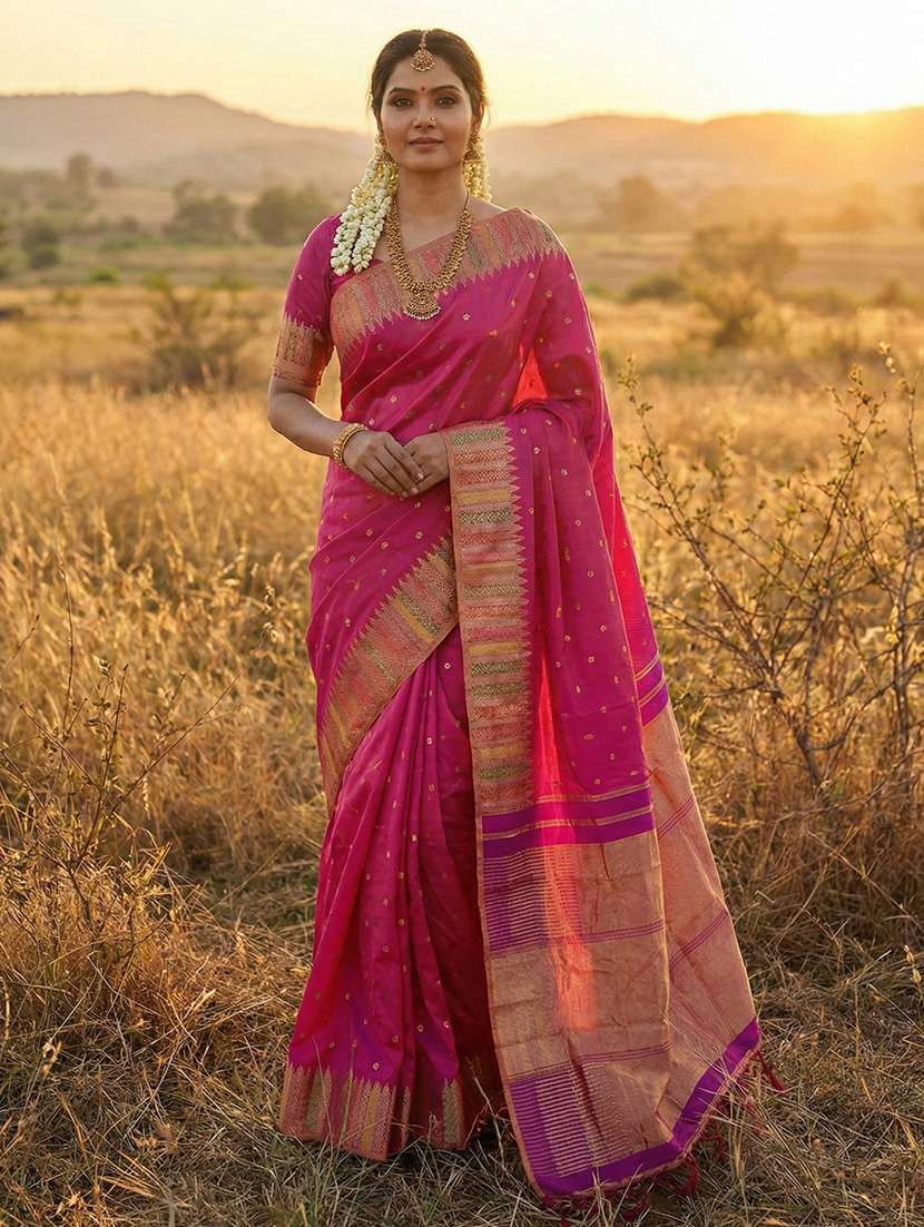women self design banarasi saree with blouse