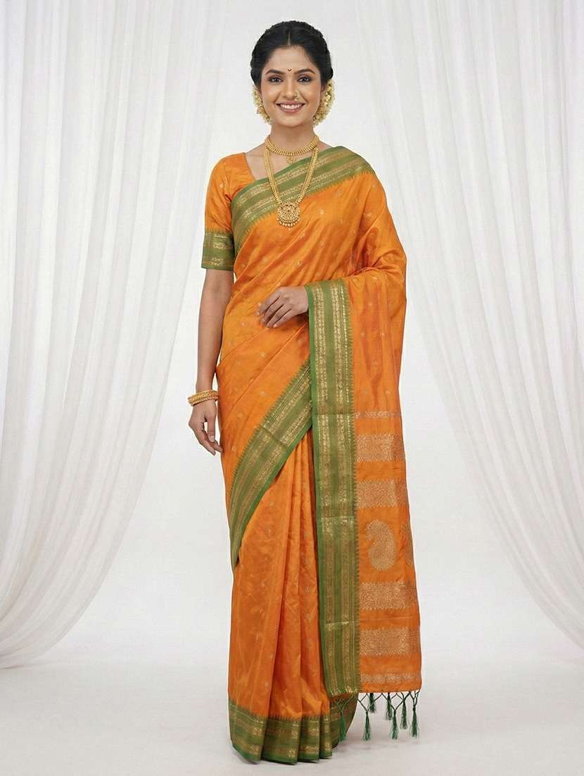 women self design banarasi saree with blouse