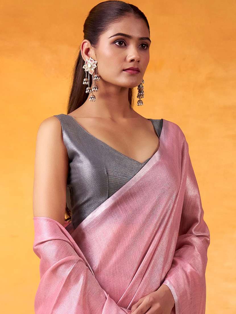 women solid plain saree with blouse - 22340730 -  Standard Image - 2