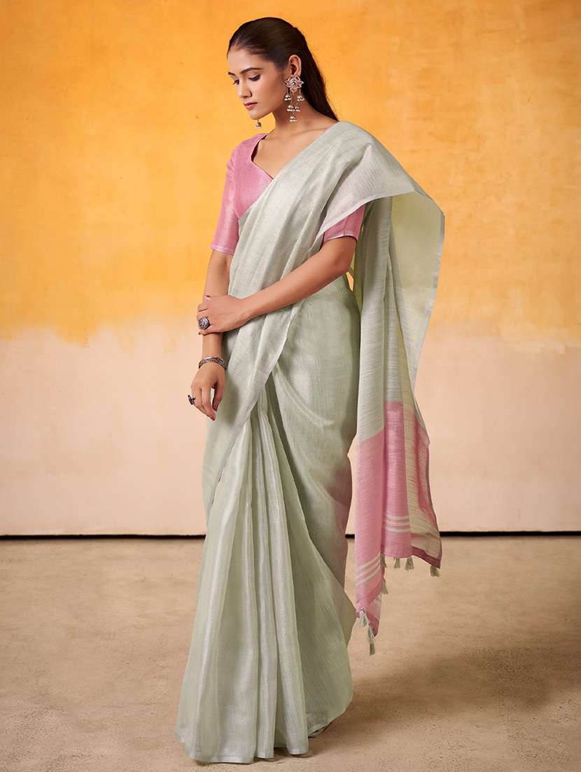 women solid plain saree with blouse - 22340732 -  Standard Image - 2