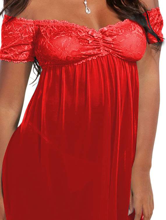 women self designed off shoulder babydoll - 22340821 -  Standard Image - 2